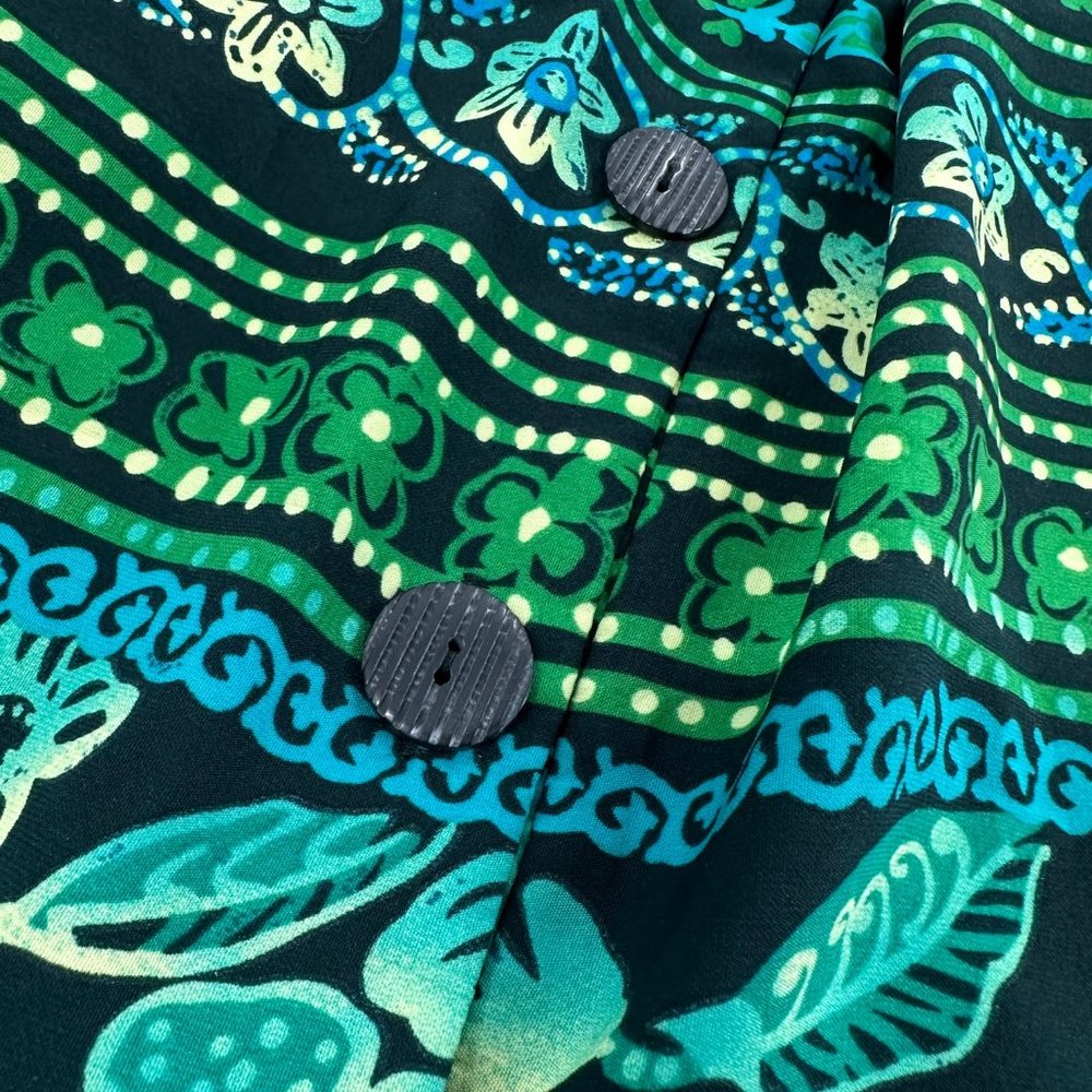 Vintage R&K Sleeveless Dress Green Plus 18 Polyester Floral Round Neck Zipper - Picture 8 of 12